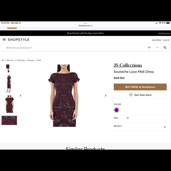 JS Collections Soutache Lace MIDI Dress. - Picture 4 of 5